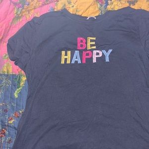 Selling a gray embroidered ‘Be Happy’ Tee!